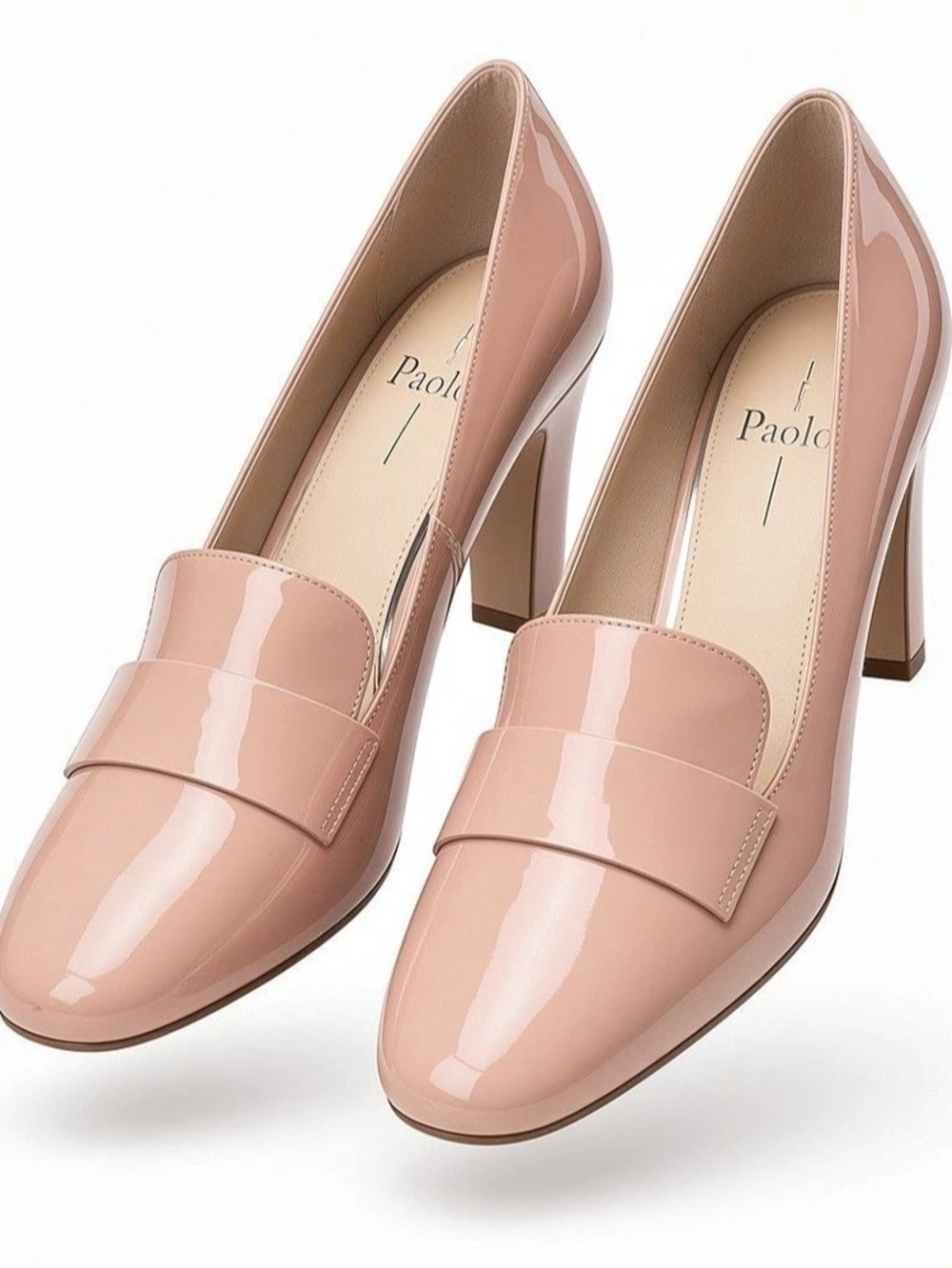 Paolo Patent Loafer Heels in Pink Like New SZ 10
